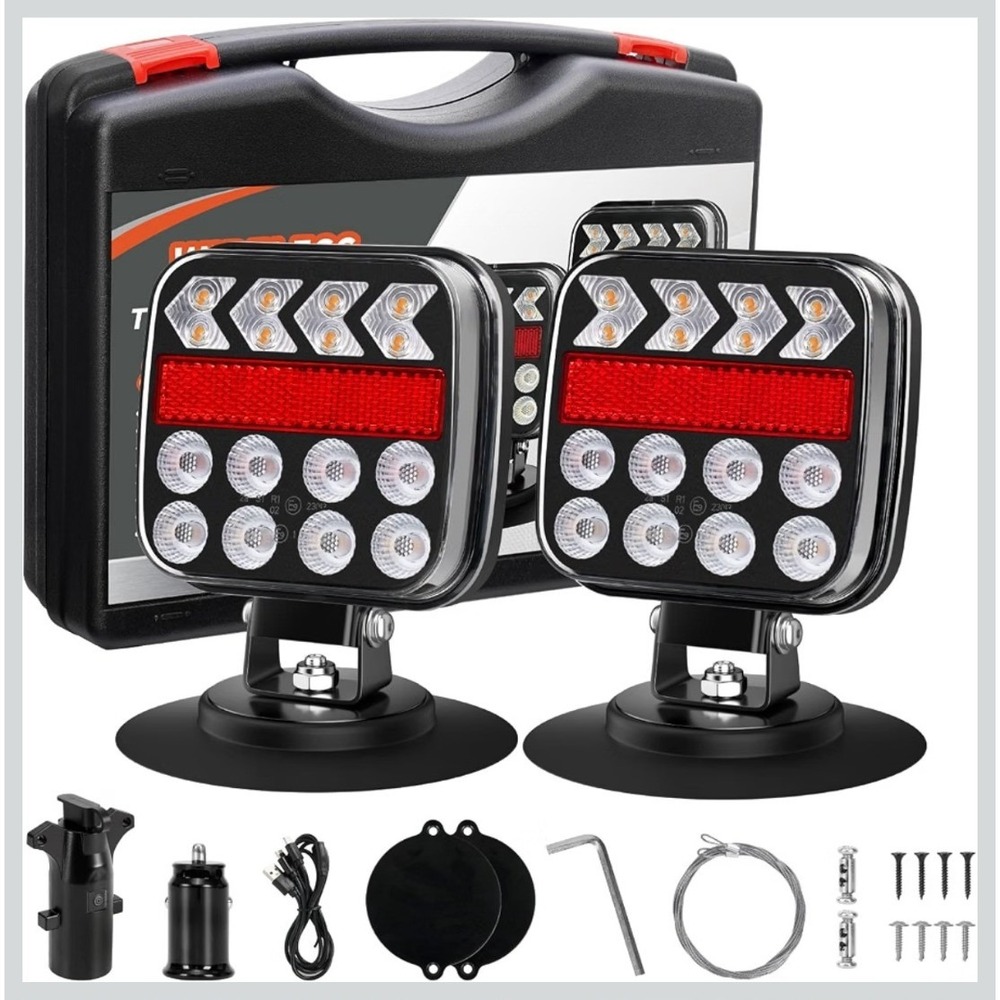 ZUNAICE Wireless Magnetic LED Trailer Lights Rechargeable IP67 Tow Light Kit 2PC